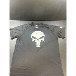 Under Armour Marvel DC Punisher HeatGear Loose Fit Gym T Shirt Mens Large Black